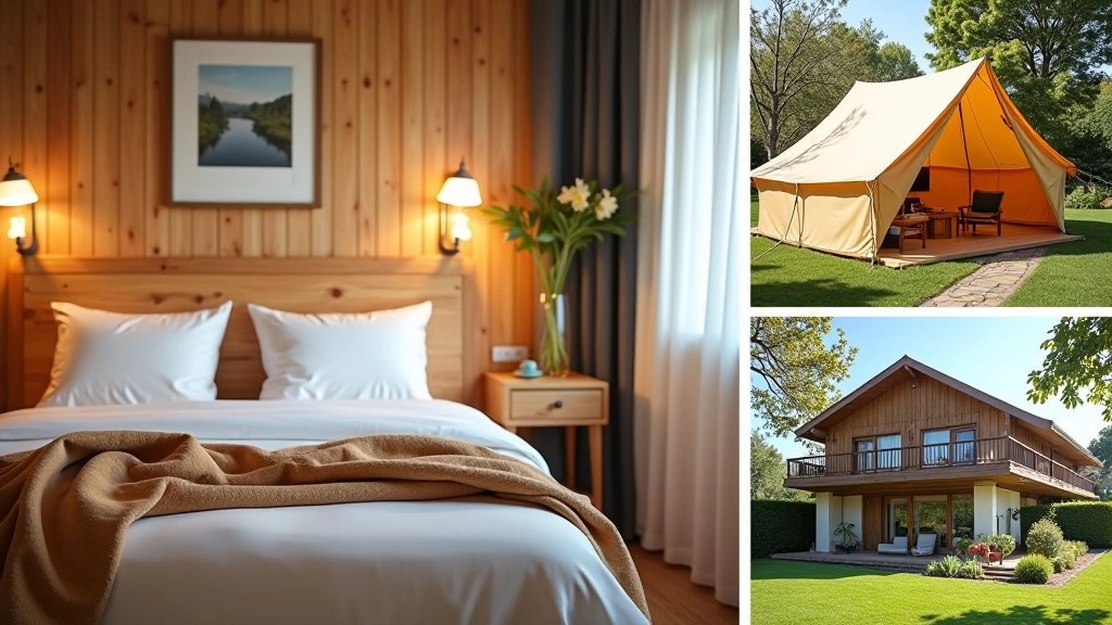 Různé typy ubytování — hotel, penzion, kemp a apartmán