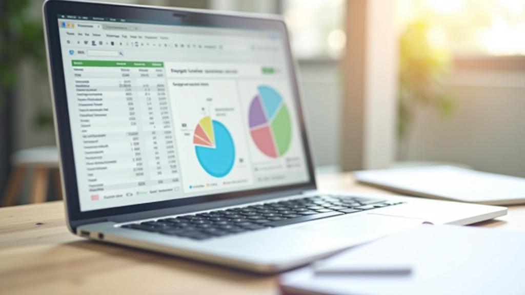 Osobní rozpočet na notebooku s grafy a statistikami výdajů