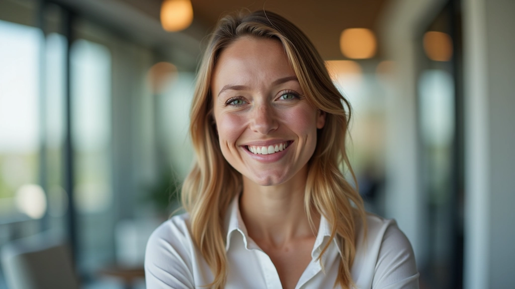 Cestovatelka se zkušenostmi s rodinnými dovolená po Evropě, portrét od pasu nahoru, přátelský úsmev, neutrální pozadí, ostrý záběr